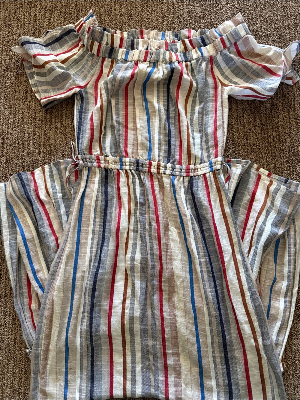 1. State Multicolor Striped Cotton Maxi Dress - Red, Blue, Green, Tan, Gray